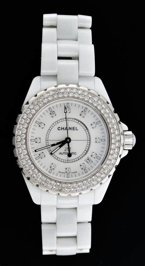 chanel white watch j12|chanel j12 watch with diamonds.